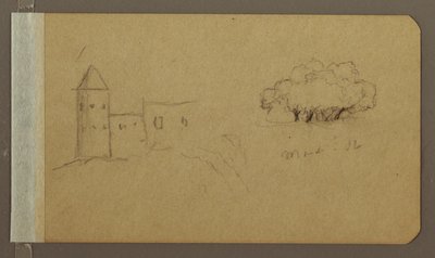 Disegno, Torre, Alberi, marzo 1862 da Frederic Edwin Church