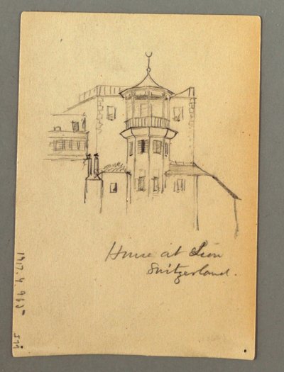 Disegno, Torre del castello, Sion, forse 1868 da Frederic Edwin Church