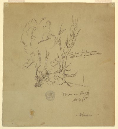 Disegno, Alberi Obersee nelle Alpi bavaresi o meridionali, settembre 1868 da Frederic Edwin Church