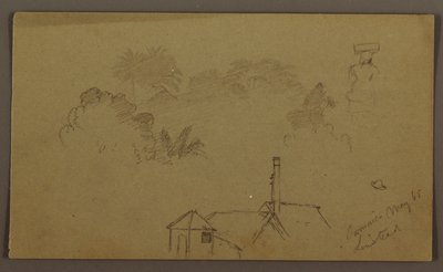Disegno, alberi, figura, casa Linstead, maggio 1865 da Frederic Edwin Church
