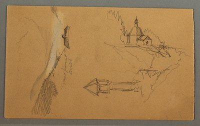 Disegno, Valle, Torre, Chiesa, forse 1868 da Frederic Edwin Church
