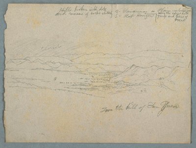 Disegno, Veduta dalla collina di San Juan, probabilmente Colombia, 1853 da Frederic Edwin Church