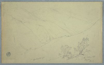 Disegno, veduta del picco di Blue Mountain, visto da vicino a Salloway Hill, Giamaica, luglio 1865 da Frederic Edwin Church