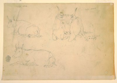 Disegno, Veduta di bestiame accovacciato, settembre 1844 da Frederic Edwin Church