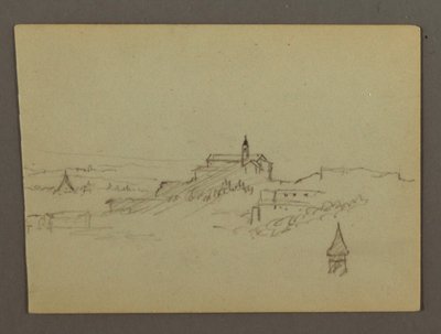 Disegno, Villaggio in cima alla collina, forse 1868-69 da Frederic Edwin Church