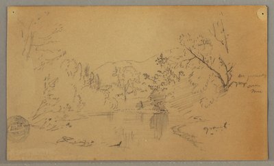 Disegno, Fiume tortuoso in una valle boscosa, Vermont, ottobre 1865 da Frederic Edwin Church
