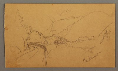 Disegno, Strada tortuosa attraverso la valle, casa, forse 1868 da Frederic Edwin Church