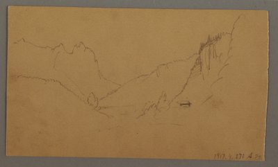 Disegno, Strada tortuosa attraverso la valle, casa, forse 1868 da Frederic Edwin Church