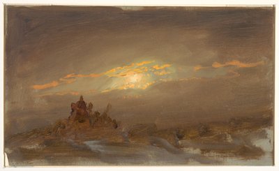 Disegno, Paesaggio invernale al chiaro di luna, 1870 ca. da Frederic Edwin Church