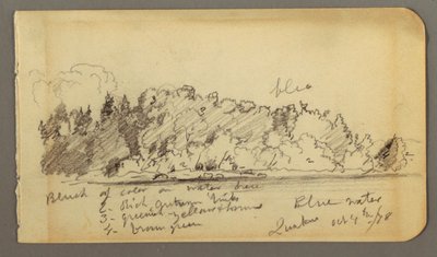 Disegno, Riva boscosa, acqua, 1878 da Frederic Edwin Church