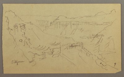 Valle dello Yemen, Arabia: Vista della valle tortuosa con una carovana da Frederic Edwin Church