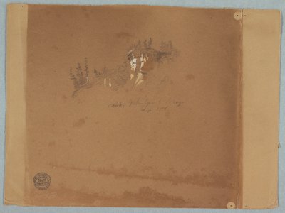 Niagara vicino al vortice che mostra alberi e una roccia da Frederic Edwin Church