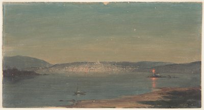 Vista notturna di un porto da Frederic Edwin Church