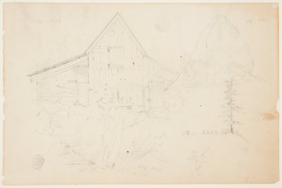 Schizzo di un fienile e un pagliaio da Frederic Edwin Church