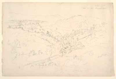 Schizzo di un paesaggio di Catskill (Vista del Kaanterkill) da Frederic Edwin Church