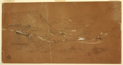 Valle con un ponte e case, vicino a Guaranda, Ecuador da Frederic Edwin Church