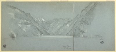 Vista del Lago Konigssee con il Falkenstein, vicino a Berchtesgaden, Baviera, Germania, Parte 2 da Frederic Edwin Church