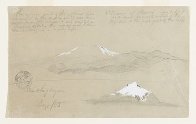 Viste del vulcano Puresé, Colombia e del monte Sincholagua, Ecuador da Frederic Edwin Church