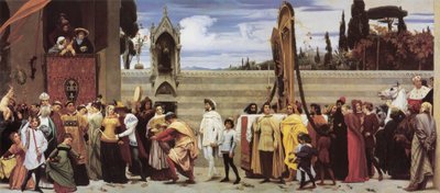 La celebre Madonna di Cimabue portata in processione per le strade di Firenze". da Frederic Leighton