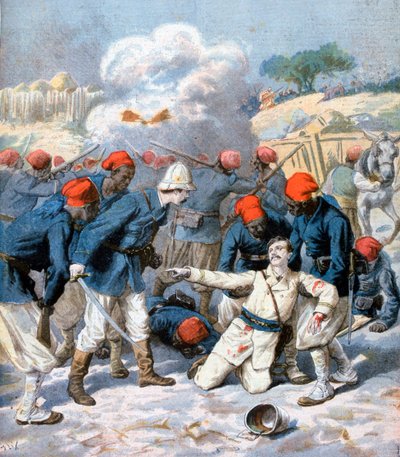 Morte del tenente Lecerf, Battaglia di Napa, Nigeria, 1894 da Frederic Lix