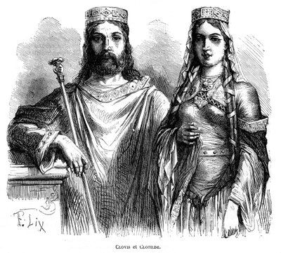 Re Clodoveo I e Regina Clotilde dei Franchi, fine V - inizio VI secolo 1882-1884 da Frederic Lix