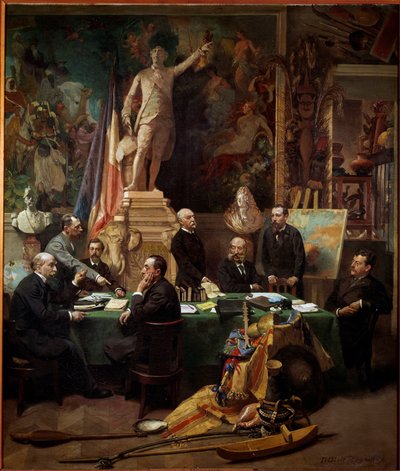 I delegati delle colonie nel novembre 1892 Da sinistra a destra: Chesse (Tahiti), Mager (Diego Suares), Dussac (Nossy-Be), de Faymoreau (Mayotte), Jules Ferry (Annam e Tonchino), Soller (Guinea Francese), Cudenet (Nuova Caledonia) da Frederic Regamey