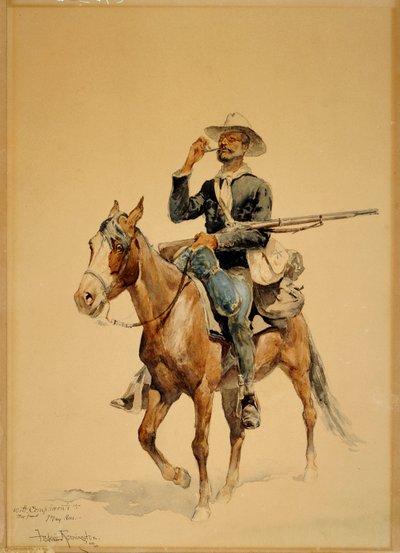 Un fante a cavallo, 1890 da Frederic Remington