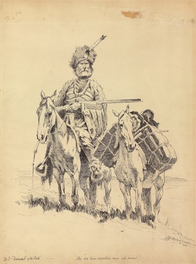 Un vecchio montanaro con i suoi pony, 1888 da Frederic Remington