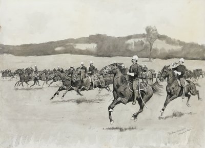 Batteria K in esercitazione nelle colline del Berkshire, Massachusetts da Frederic Remington
