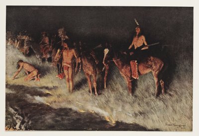 Incendio nella prateria, da Colliers Weekly, pub.1908 da Frederic Remington
