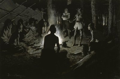 Consiglio degli esploratori francesi con gli indiani da Frederic Remington