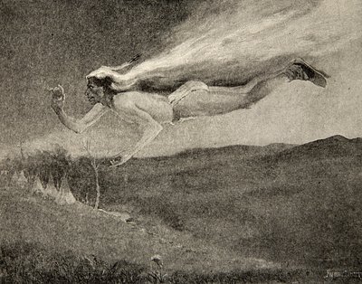 Splendeva come Ishkoodah, la cometa, come la stella con trecce infuocate, da Il canto di Hiawatha di Henry Wadsworth Longfellow (1807-82), pub. da George G. Harrap e Company Ltd., 1911 da Frederic Remington