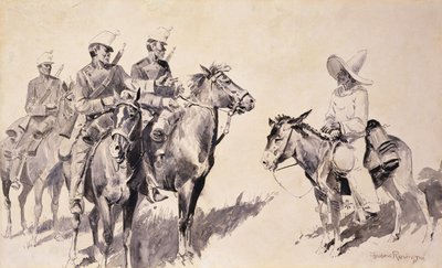 Gendarmi messicani che chiedono la strada, 1890 da Frederic Remington