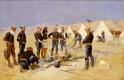 Arrostire il Manzo di Natale in un Campo di Cavalleria da Frederic Remington
