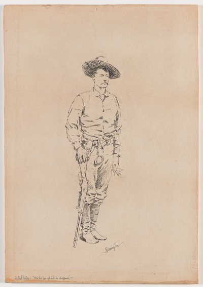 Schizzo di un Texas Ranger per "Come la legge è entrata nel Chaparral" da Frederic Remington