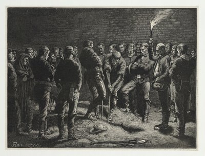 La campagna Apache--sepoltura degli uomini di Hatfield, da Harpers Weekly, pub. 1886 da Frederic Remington