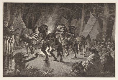 La danza del bufalo, da Harpers Weekly, pub. 1887 da Frederic Remington