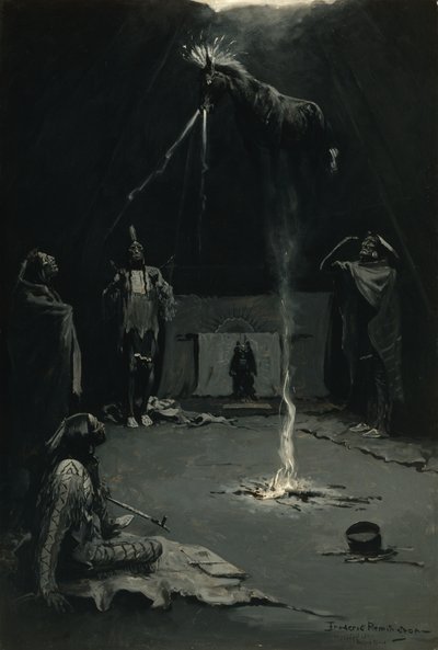La partenza del cavallo della medicina (Dio del fuoco indiano) 1897 da Frederic Remington