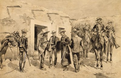 U. Cavalleria statunitense a caccia di uomini Garza sul Rio Grande da Frederic Remington