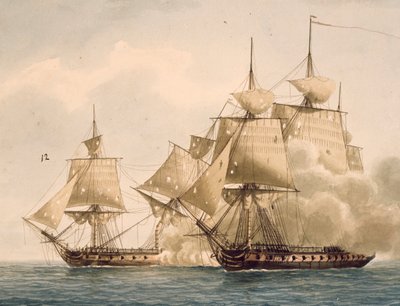 Combattimento tra la fregata francese Amazone e la fregata britannica Santa Marguerita nella Baia di Chesapeake, 29 luglio da Frederic Roux