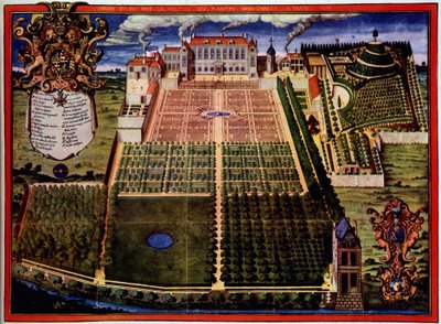 Veduta del giardino reale (giardino delle piante) - in "Descrizione del giardino reale delle piante medicinali" di Scalberge da Frederic Scalberge
