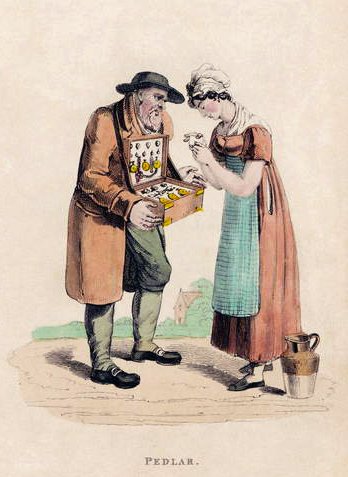 Il venditore ambulante da Ackermanns World in Miniature, 1820s da Frederic Shoberl