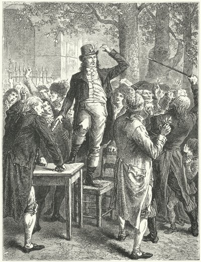 Discorso di Camille Desmoulins nel Giardino del Palais Royal, Parigi da Frederic Theodore (after) Lix