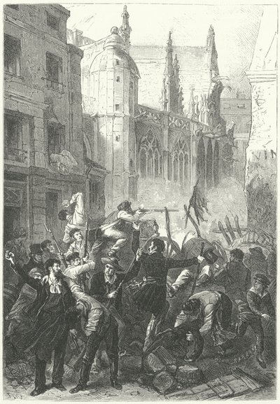 Insurrezione delle giornate di giugno, Rivoluzione del 1848, Parigi (incisione) da Frederic Theodore (after) Lix