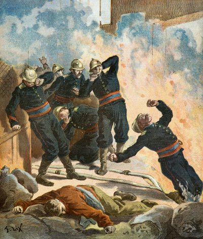 Morte del vigile del fuoco Gaston Bauchat da Frederic Theodore Lix