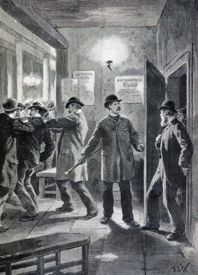 Irruzione della polizia in un club anarchico, Londra da Frederic Theodore Lix