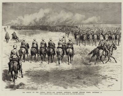 La marcia verso i pozzi di Gakdul, la colonna di Sir Herbert Stewart lascia Korti, 30 dicembre da Frederic Villiers