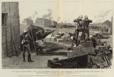 La guerra nel Sudan, il defunto Sir Herbert Stewart ferito nel campo sul Nilo durante la ricognizione in forza verso Metemmeh, 21 gennaio da Frederic Villiers