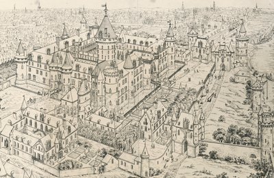Louvre a Parigi al tempo di Carlo V, il Saggio (XIV secolo), disegno di Frederic de Clarac (1777-1847), Francia da Frederic de Clarac