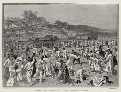 Una tradizione di Capodanno coreana, lotta con le pietre vicino a Seoul da Frederic de Haenen